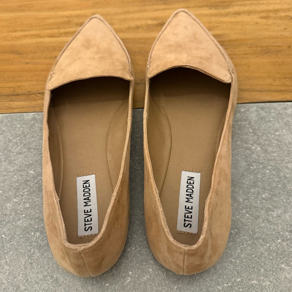 Steve Madden Feather Tan Suede Pointed Toe Loafers Size 9.5M NWOT - Picture 7 of 10